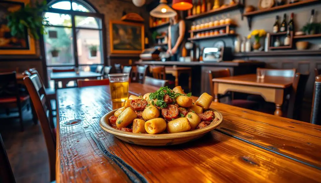 Judías con chorizo en restaurantes españoles