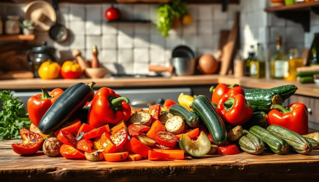 Preparación de escalivada con verduras