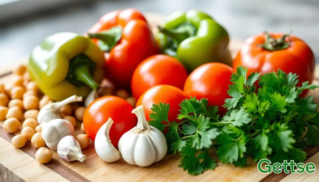 Preparación de ingredientes para garbanzos salteados