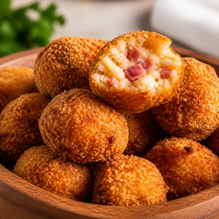 Crispy and golden croquetas de jamón served on a plate with garnish