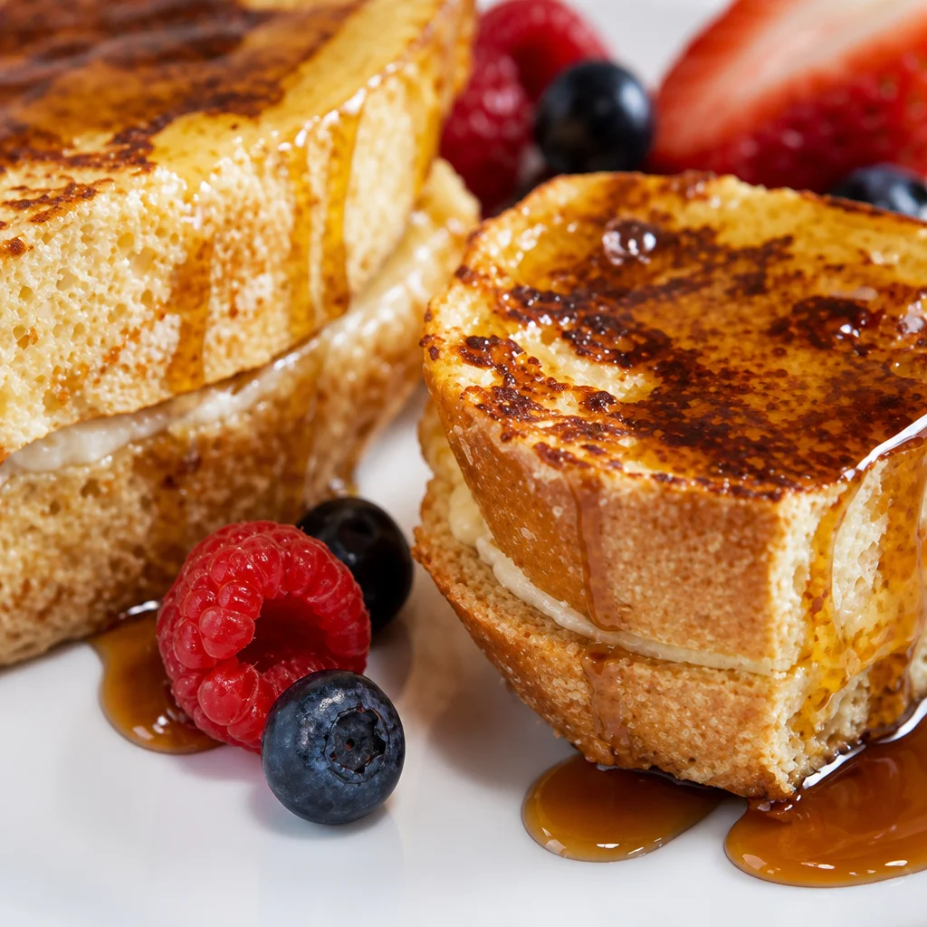 Delicious Tostada Francesa Española con Miel served with fresh fruit.