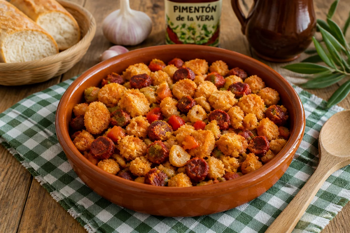 Migas Extreme&ntilde;as con Chorizo para el Desayuno